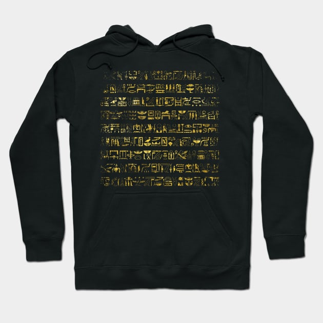 Golden Egyptian hieroglyphs Hoodie by Nartissima